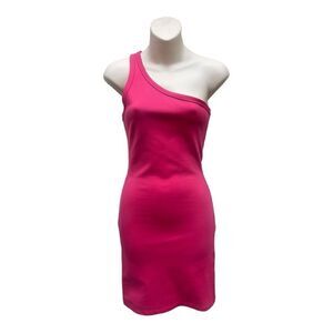 NWT 4th & Reckless Women's Hot Pink  Barbie Bodycon Mini One Shoulder Dress Sz S